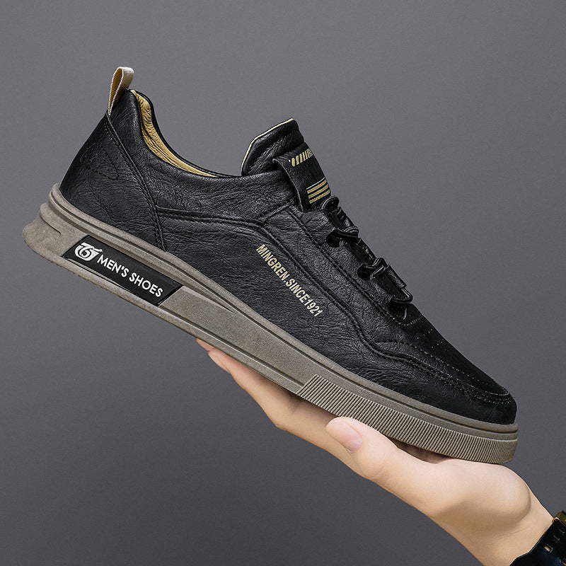 Herren elegante Low-Top Lederoptik City-Sneaker mit verstärkter Zehenkappe und gepolstertem Fersenkragen EB