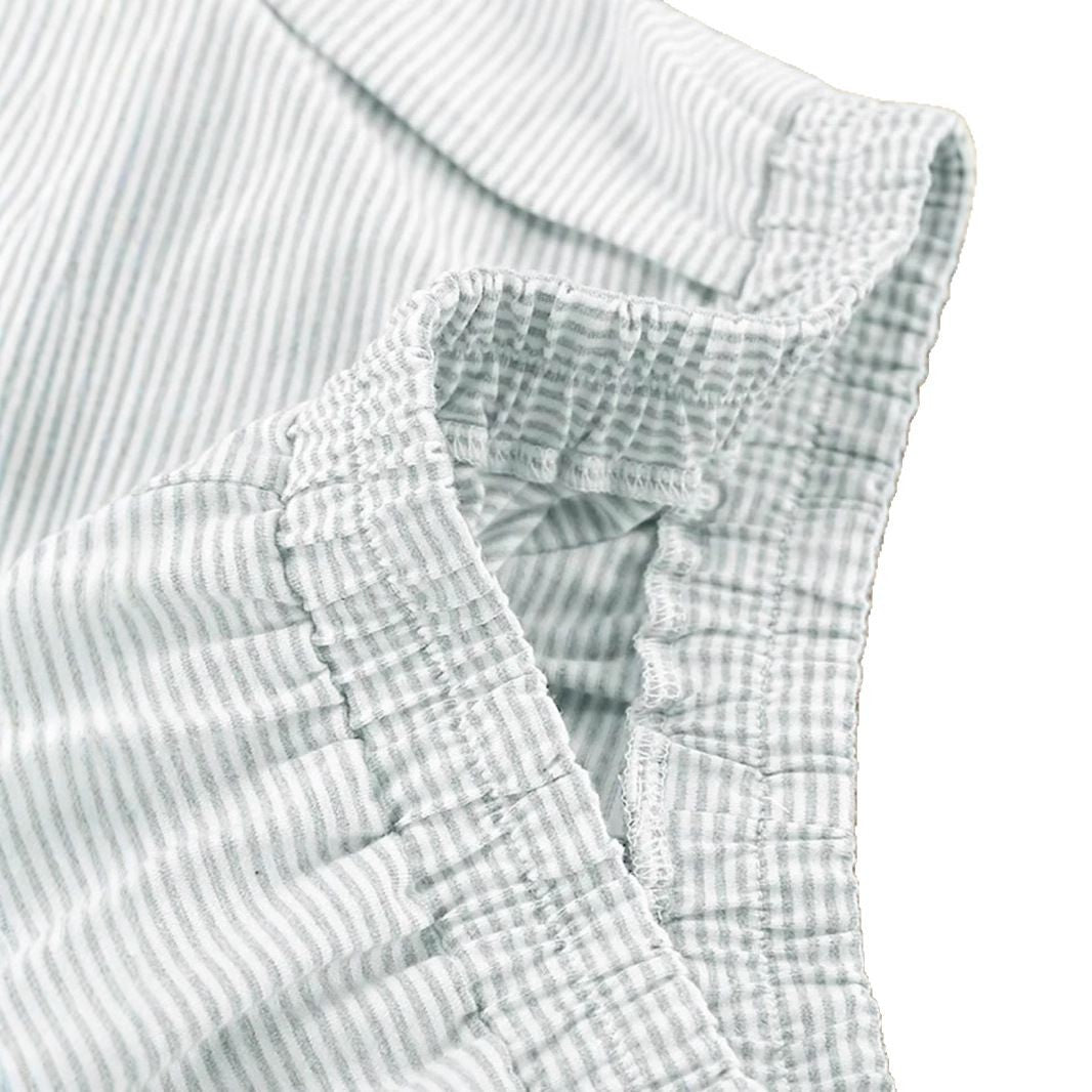 Damen lässiges Kurzarmset mit gestreiftem Design und seitlichen Schlitzen EB