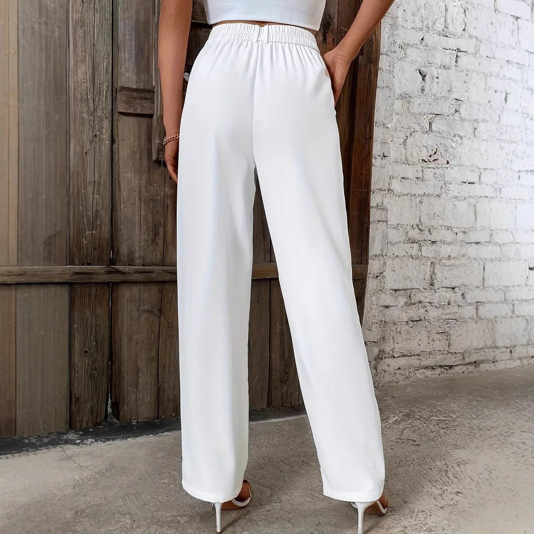 Damen weite Culotte-Hose mit elegantem Hochbund und plissierten Details EB