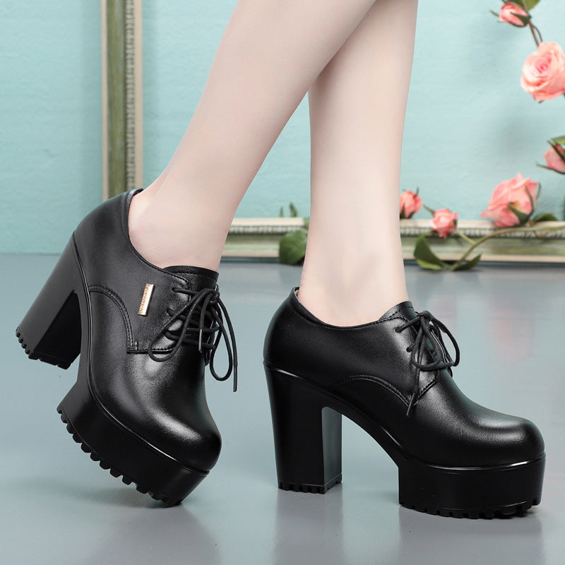 Damen elegante Schnürschuhe mit bequemen Blockabsatz und stylishem Design EB