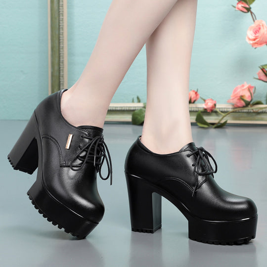 Damen elegante Schnürschuhe mit bequemen Blockabsatz und stylishem Design EB