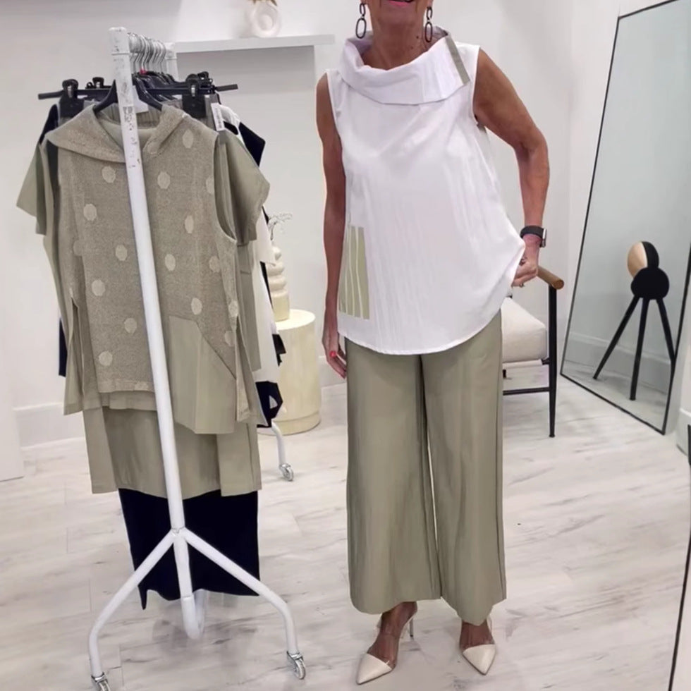 Damen lässige Bluse mit asymmetrischem Saum und praktischen Taschen Heidi-Mode