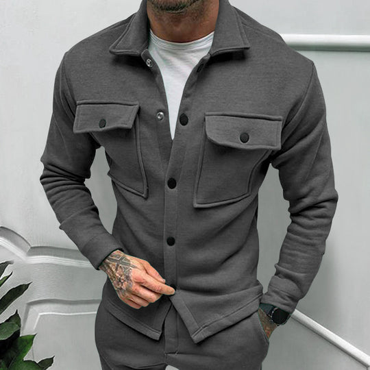 Herren lässige Overshirtjacke mit großen Brusttaschen und modernem Design EB