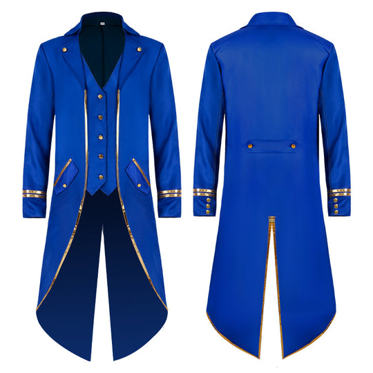Damen nan langer taillierter Blazer-Mantel mit goldener Kettendetail und einreihigem Verschluss Eb