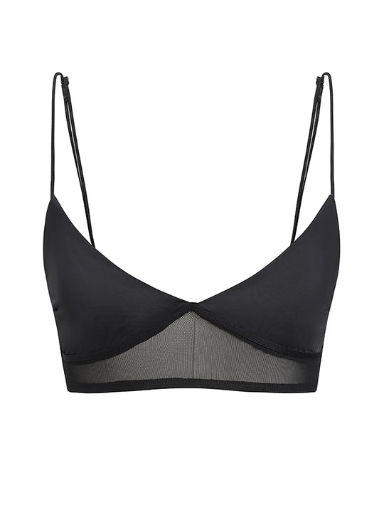 Damen nan bügelloser Soft-BH mit Mesh-Unterbrustband und verstellbaren Spaghettiträgern EB