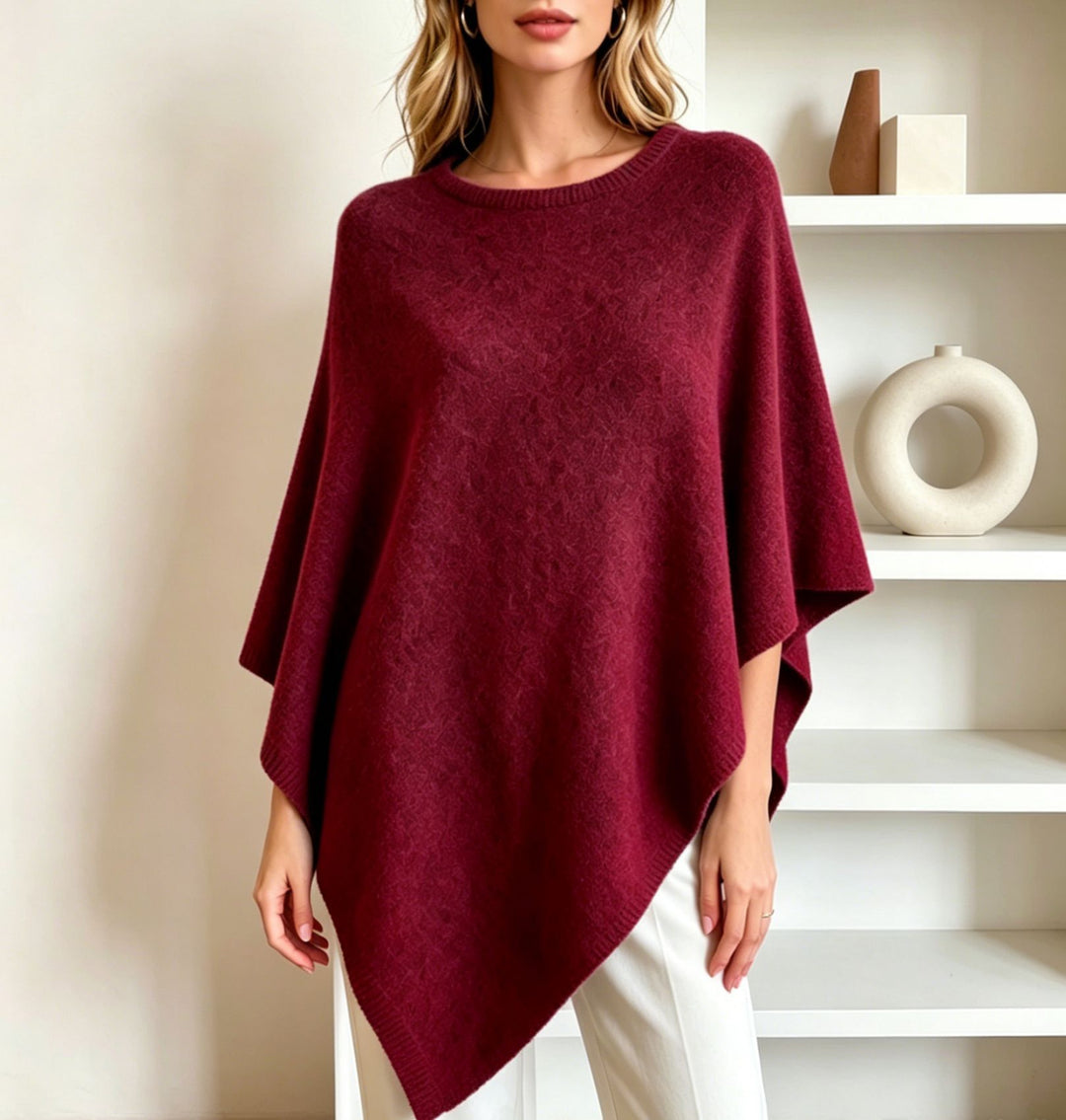 Damen Oversize Strickponcho mit weitem Rundhalsausschnitt EB