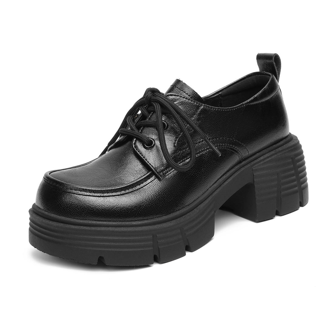 Damen Schnürstiefeletten mit robustem Blockabsatz und klassischem Design EB