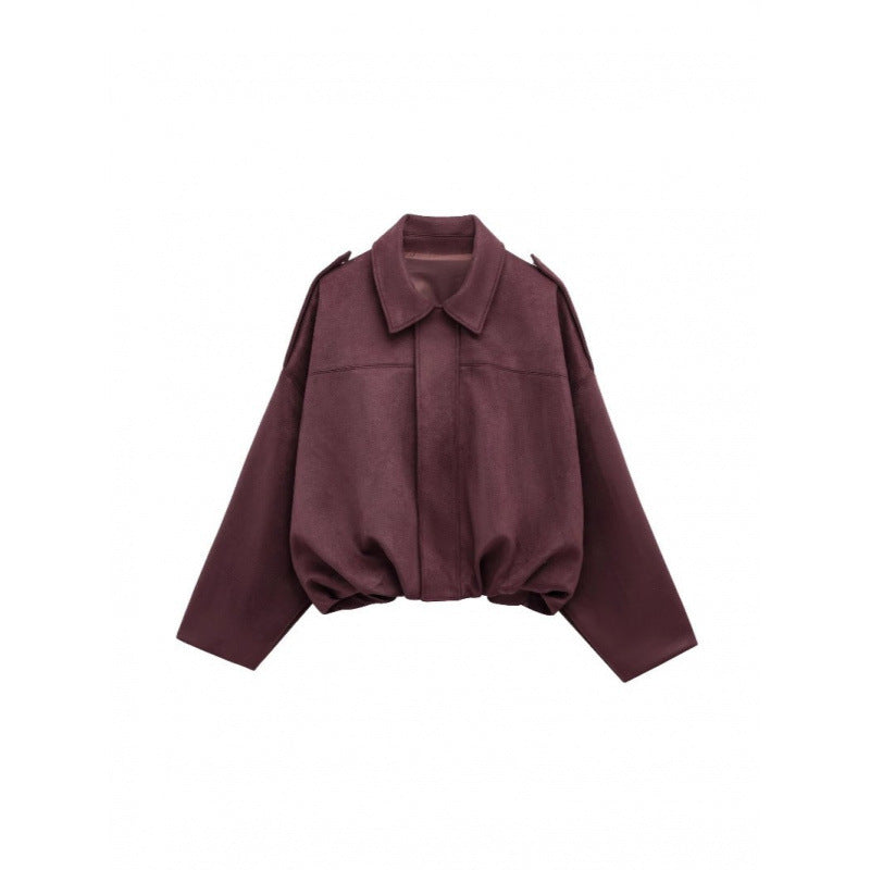 Damen modische Oversize-Jacke mit verstecktem Bund und Schulterdetails EB