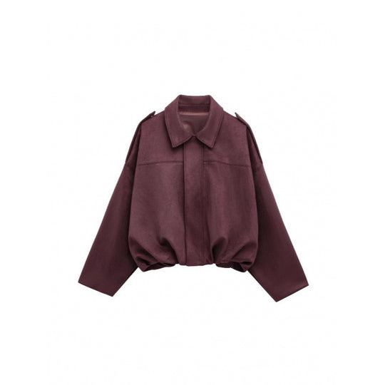 Damen modische Oversize-Jacke mit verstecktem Bund und Schulterdetails EB