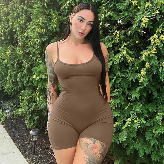 Damen Bodysuit mit schmalem Schnitt und feinen Spaghetti-Trägern EB