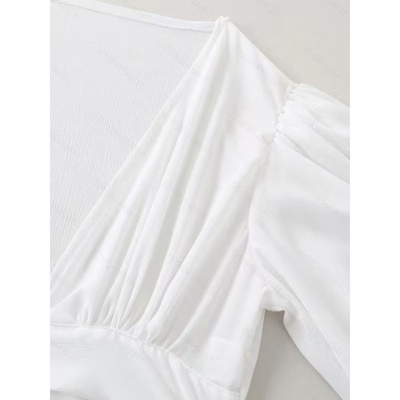 Damen Wickelbluse mit langem Arm und elegantem V-Ausschnitt EB