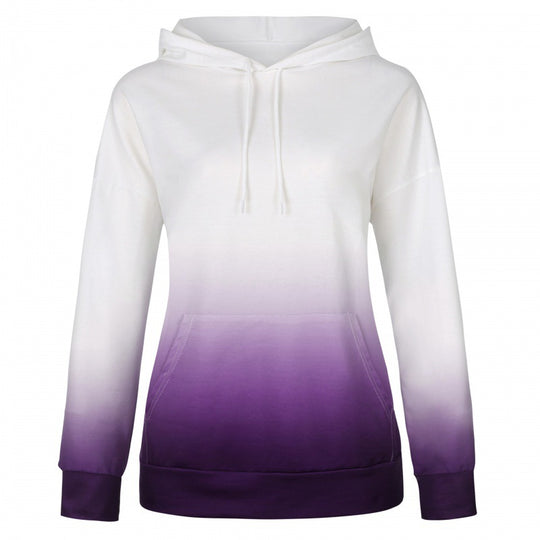 Damen Oversize Kapuzenpullover mit Dip-Dye Farbverlauf und Kängurutasche EB