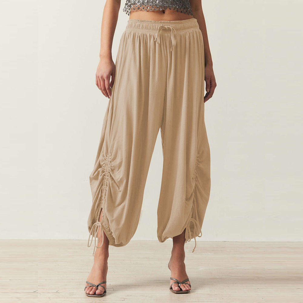 Damen Bequeme Haremshose mit raffinierten Rüschendetails EB