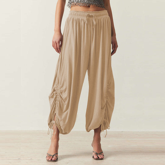 Damen Bequeme Haremshose mit raffinierten Rüschendetails EB