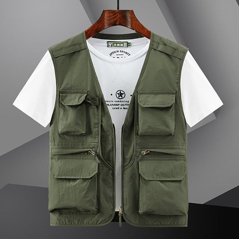 Herren Utility Outdoor-Weste mit Mehrfachtaschen und Frontreißverschluss EB