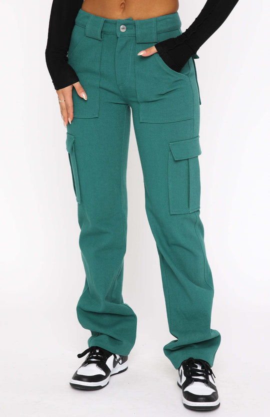 Damen Cargo-Style Hose mit hohen Taschen und entspannter Passform EB