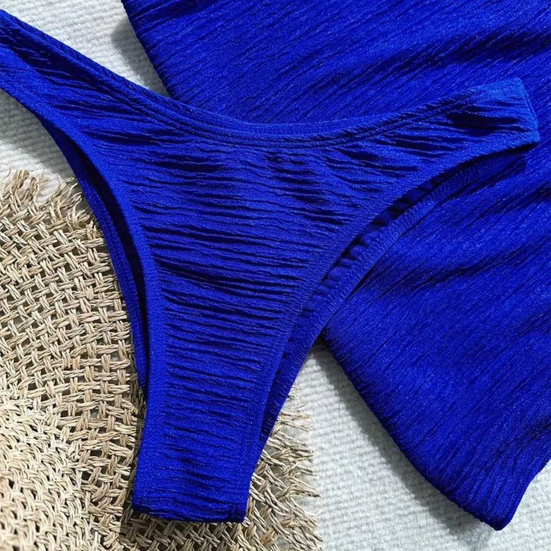 Damen Bandeau-Bikini mit ornamentalem Stern-Detail und modischem Wickelrok EB