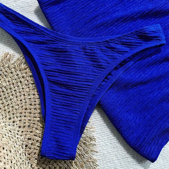 Damen Bandeau-Bikini mit ornamentalem Stern-Detail und modischem Wickelrok EB