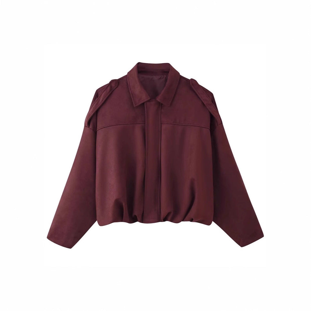 Damen Kurzgeschnittene Oversize Blousonjacke mit Schulterklappen EB