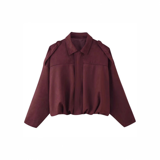 Damen Kurzgeschnittene Oversize Blousonjacke mit Schulterklappen EB