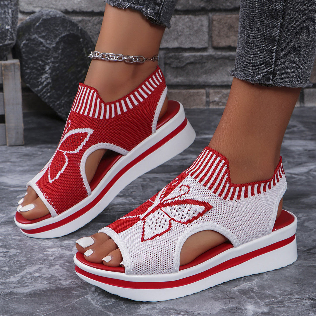 Damen Sportliche Sandalen mit luftigen Einsätzen und dekorativem Schmetterlingsmuster EB
