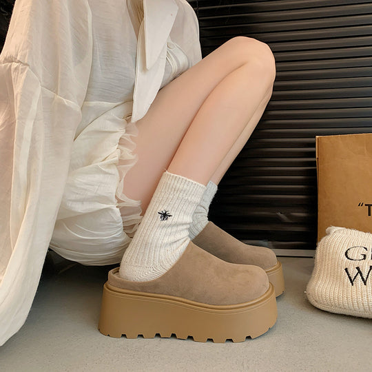 Damen Komfort Clogs mit dickem Plateau und weichem Obermaterial EB