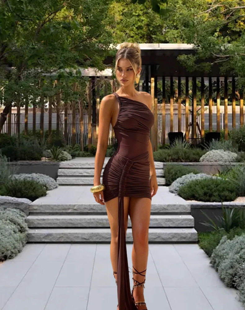 Damen Figurbetontes Wickelkleid mit asymmetrischem Saum und raffinierten Drapierungen EB