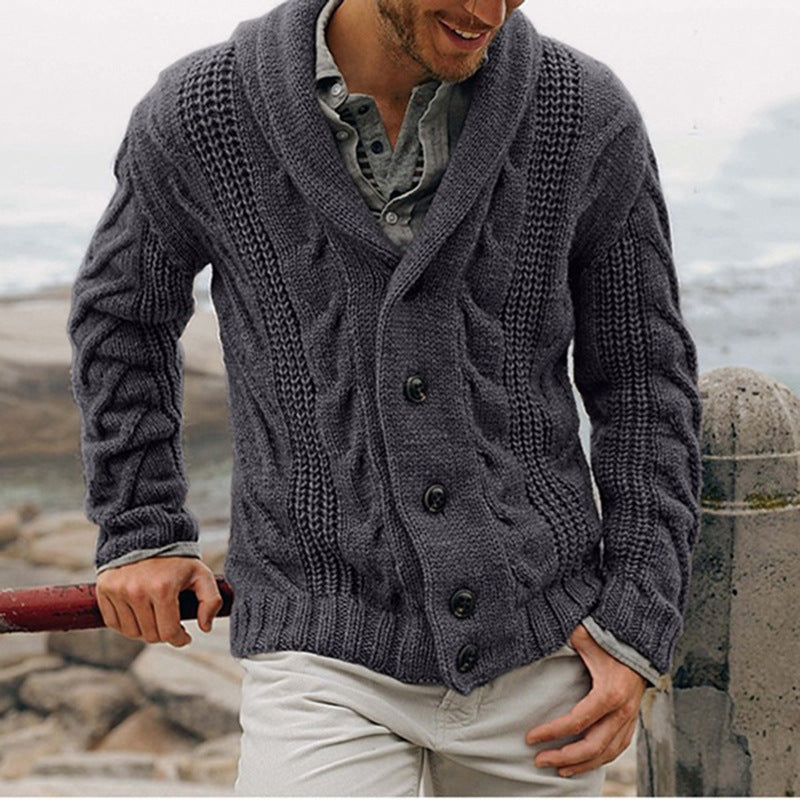 Herren Strickjacke mit grobem Muster und elegantem Revers EB