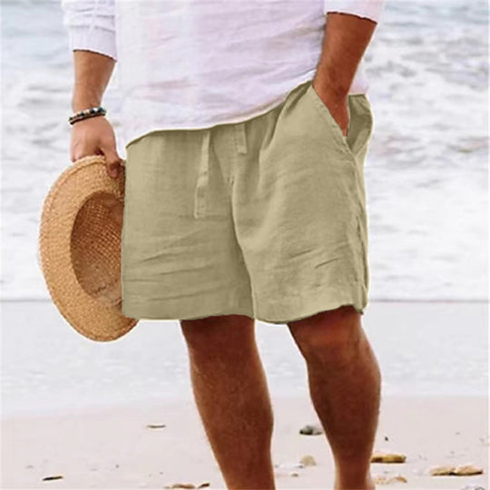 Herren luftige Leinen-Shorts mit elastischem Bund und praktischen Seitentaschen EB