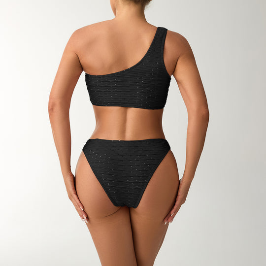 Damen Einseitiger Bandeau-Bikini mit strukturierter Oberfläche EB