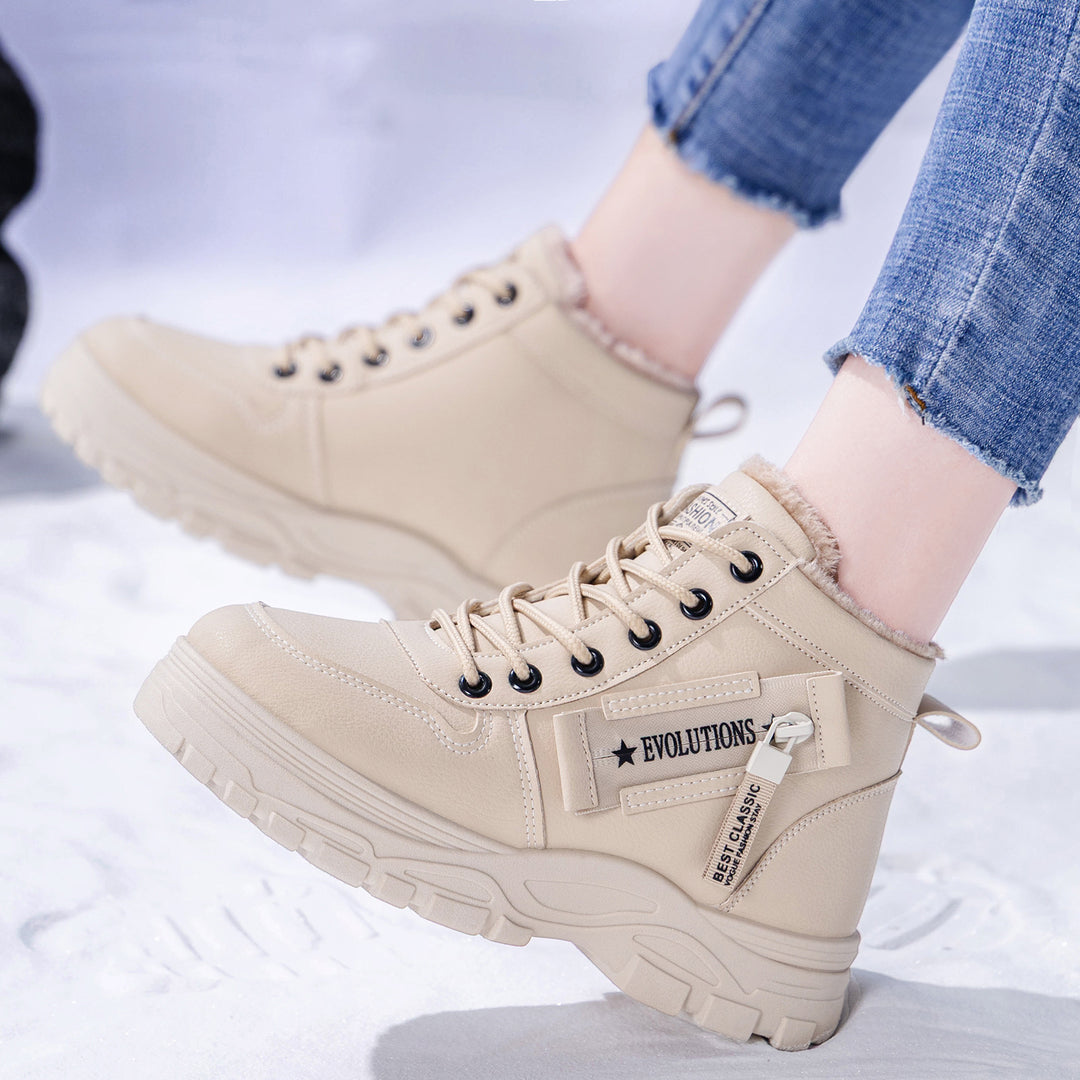 Damen Modische Winterboots mit Warmfutter und rutschfester Sohle EB