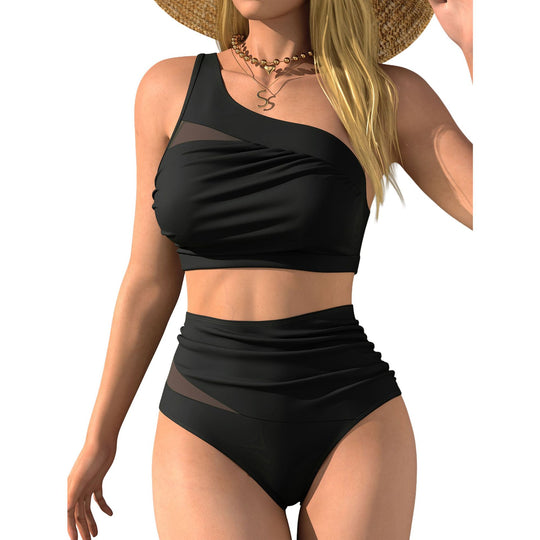 Damen Hochgeschnittener Bikini mit asymmetrischem Oberteil EB