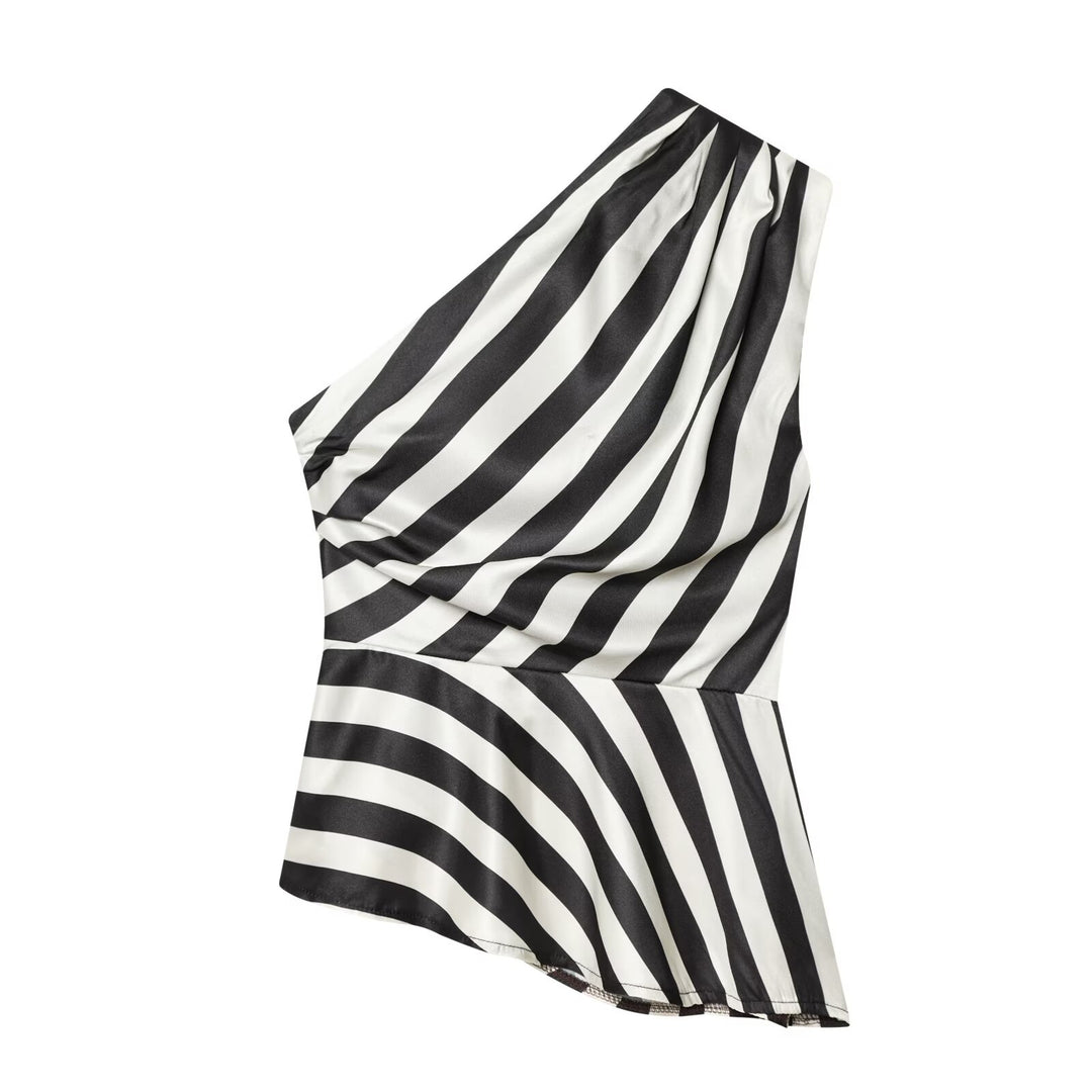 Damen asymmetrisches Oberteil mit Raffungen EB