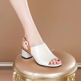 Damen Slingback-Sandalen mit elegantem Blockabsatz und modischem Riemendesign EB