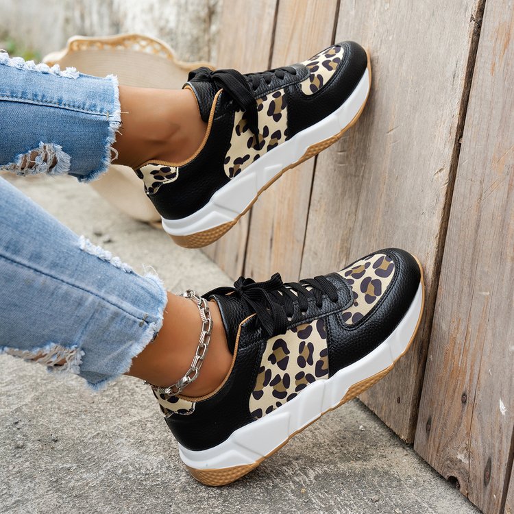 Damen Komfortable und stilvolle Sneakers mit Leopardenmuster EB