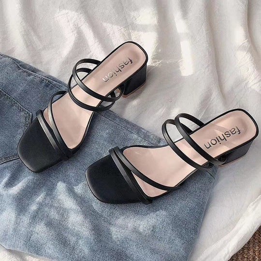 Damen Blockabsatz Sandalen mit modischem Riemendesign EB