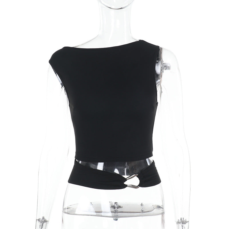 Damen Figurbetontes Crop-Top mit schickem Ringdetail EB