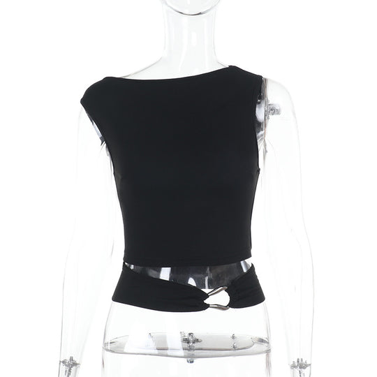 Damen Figurbetontes Crop-Top mit schickem Ringdetail EB