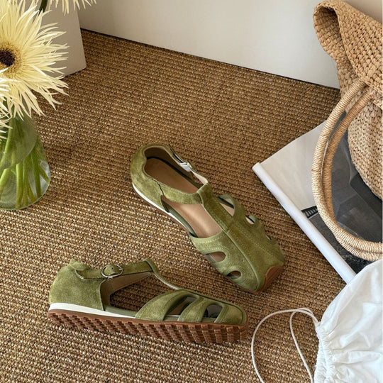 Damen Komfortable Sandalen mit geschlossenen Zehen und modischem Riemen EB