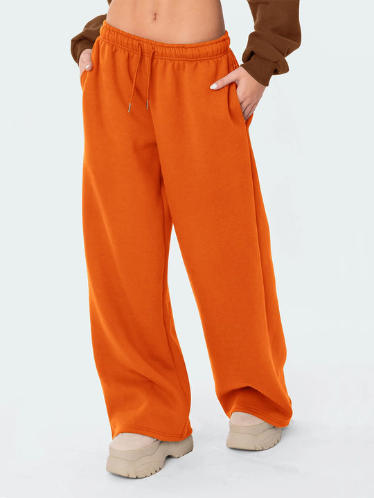 Damen nan relaxed-fit Wide‑Leg Sweatpants mit hohem Komfortbund Kordelzug und nahtverdeckten Eingrifftaschen EB