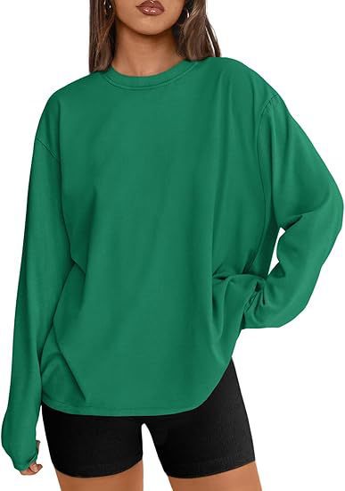 Damen Oversize-Sweatshirt mit Rundhalsausschnitt und verlängertem Saum EB