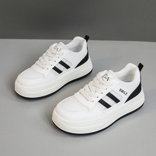 Damen sportliche Plateau-Sneaker mit atmungsaktivem Mesh-Obermaterial und dämpfender Sohle EB