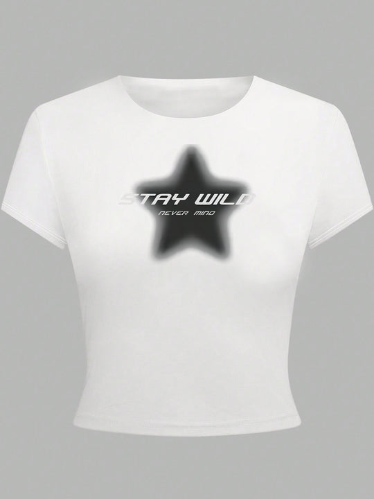 Damen T-Shirt mit funkelndem Discokugel-Motiv und zeitgemäßem Schleifendetail EB