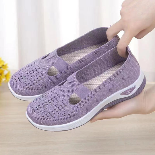 Damen Slip-On Sneakers mit atmungsaktivem Strick-Obermaterial und flexibler Sohle EB