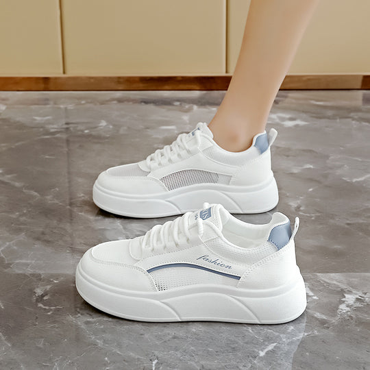 Damen Komfortable Fashion Sneakers mit dicker Profilsohle und atmungsaktiver Mesh-Oberfläche EB