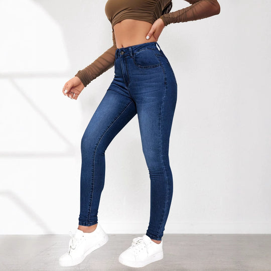 Damen Skinny Jeans mit hohem Bund und figurschmeichelndem Schnitt EB