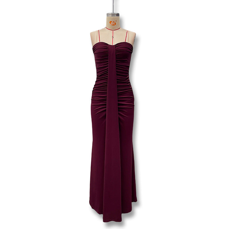 Damen Figurbetontes Maxikleid mit Raffungen und zartem Schnitt EB