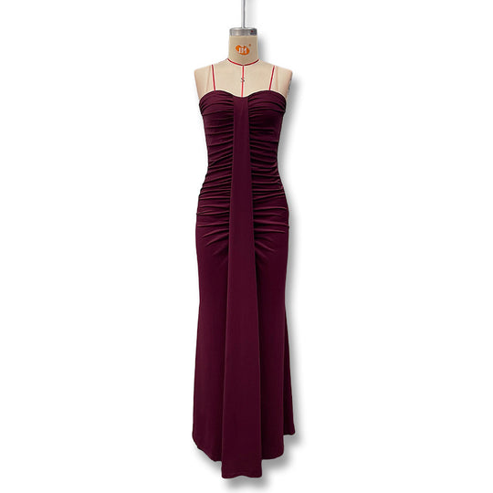 Damen Figurbetontes Maxikleid mit Raffungen und zartem Schnitt EB