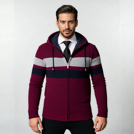 Herren Strickjacke mit Kapuze und modischem Zipper EB