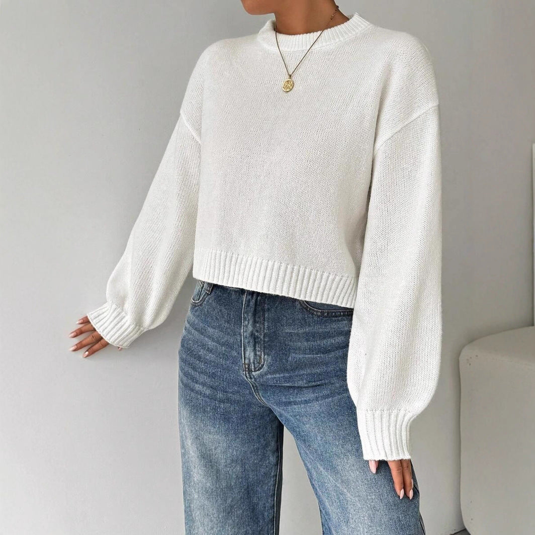 Damen modischer Oversized-Pullover mit lässigem Schnitt und breiten Ärmeln EB